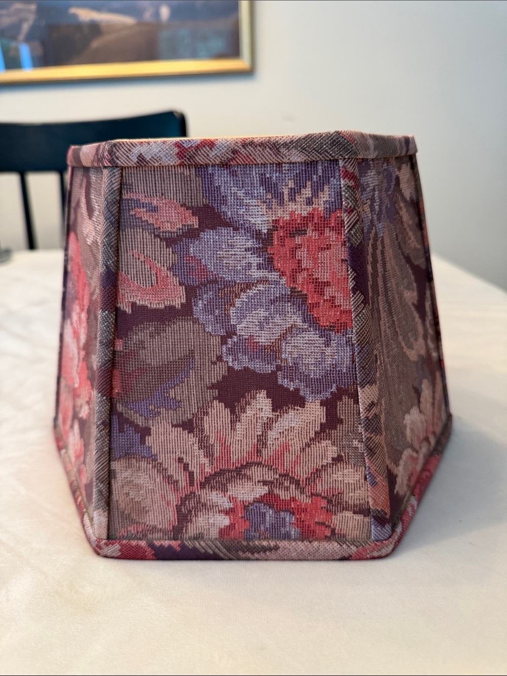 Vintage Floral Tapestry Hexagon Lamp Shade in Plum and Rose